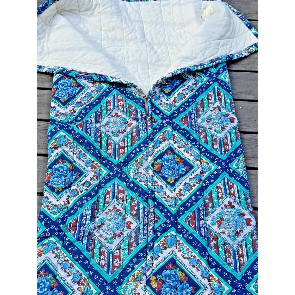 Vintage 1970s Wearable Sleeping Bag Boho Floral Patchwork Snuggi YKK Zip
